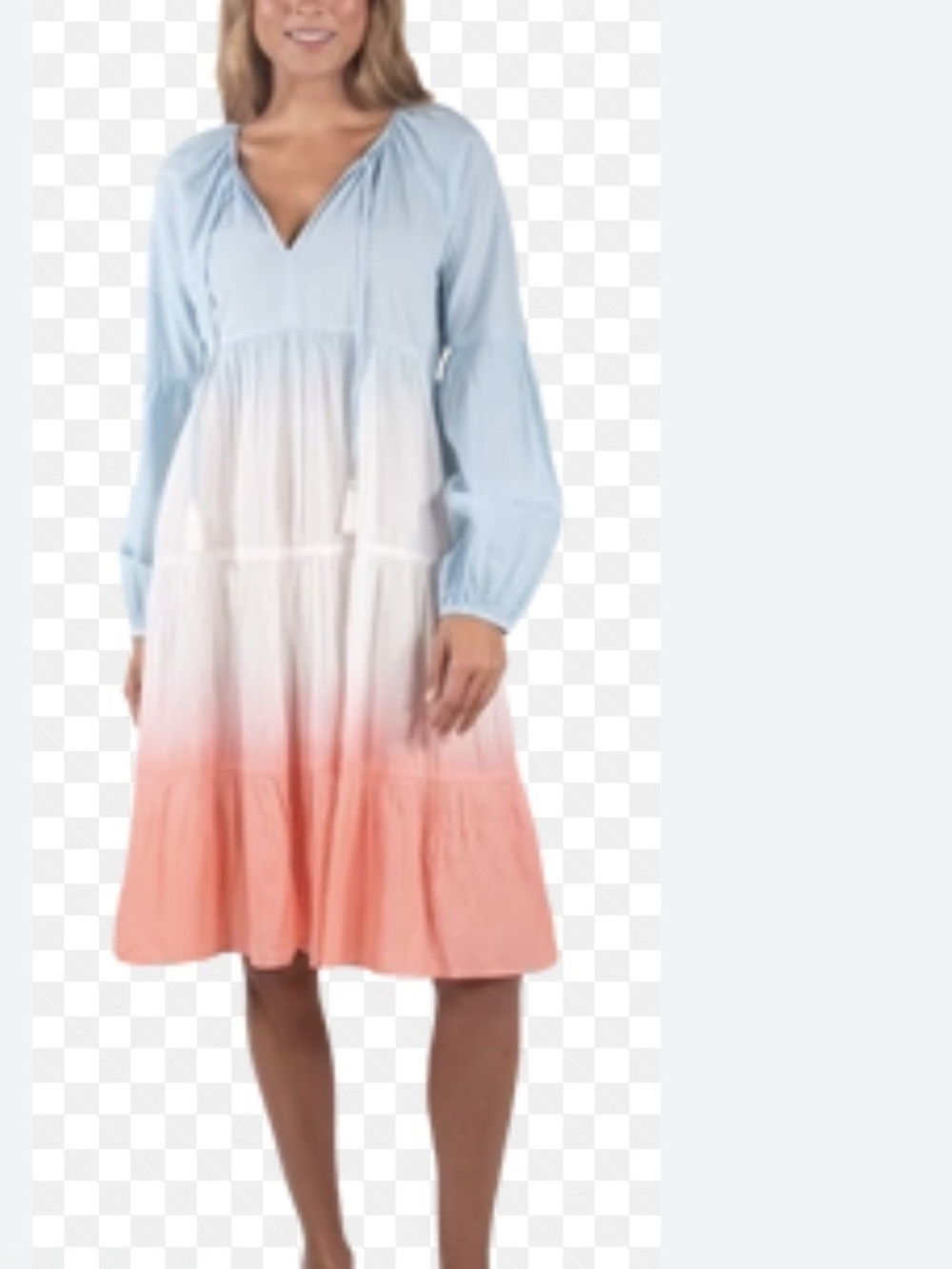 Simply Southern Collection ombre tiered dress features vibrant blue, white Ombre